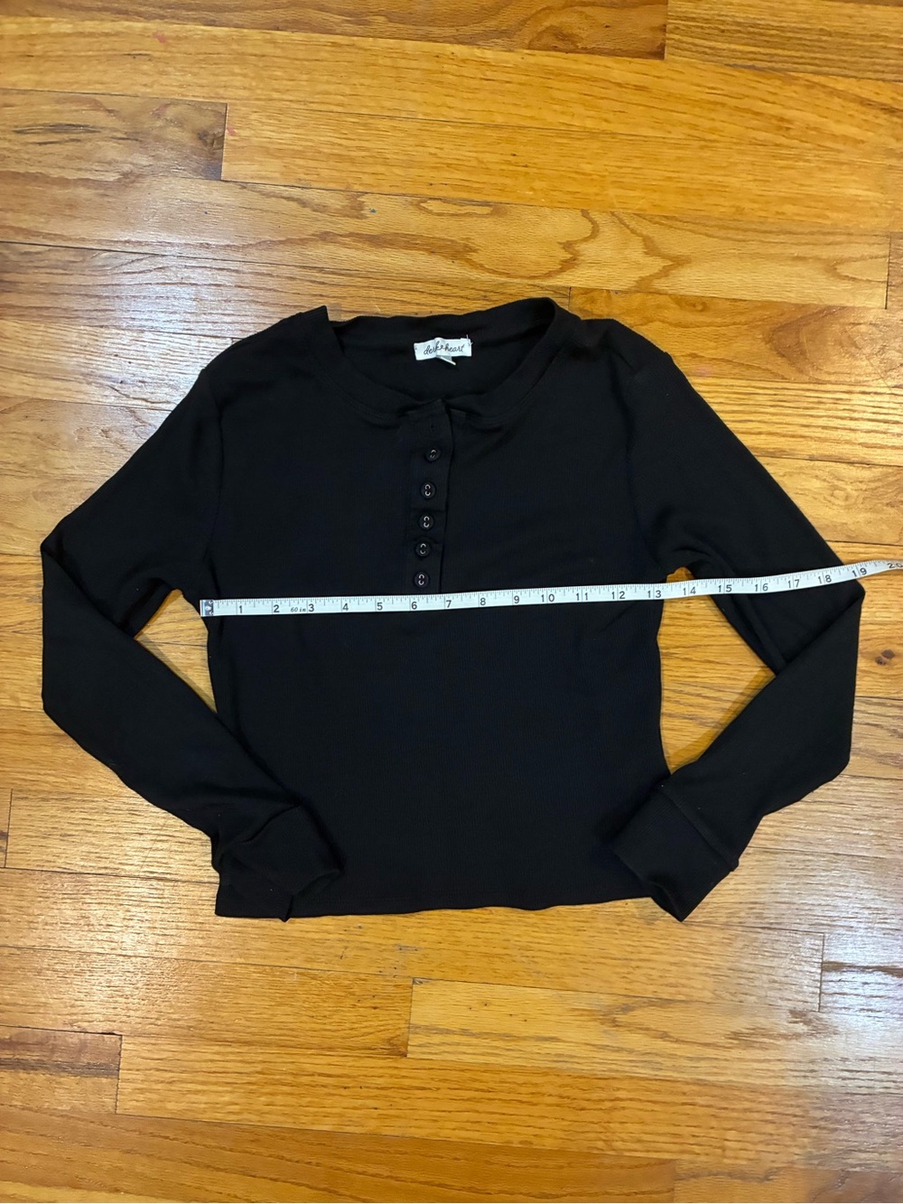 Black Long Sleeve Henley Top